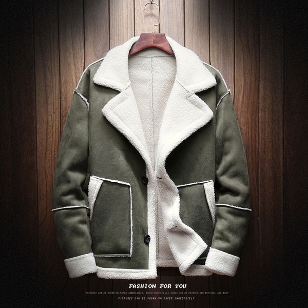 

winter jacket men wool thick warm coat fashion casual large size s-5xl male cotton clothes streetwear pilot bomber outwear man, Black