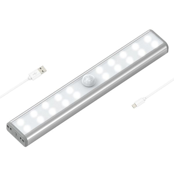 

USB Motion Sensor шкаф огни 20 LED Under-Cabinet USB аккумуляторная Stick-on лестницы Step Light Bar LED Night Light с