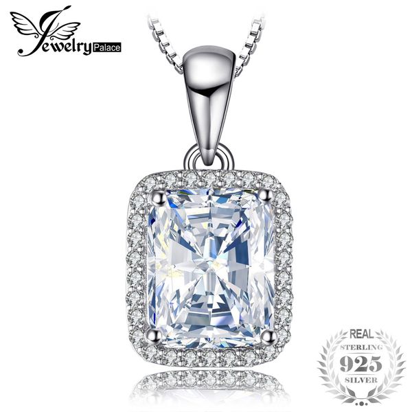 

jewelrypalace classic 2.7ct rectangle engagement wedding halo pendant necklace 925 sterling silver 18 inches gift for wife/wwoma