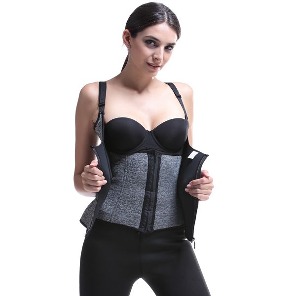 

neoprene metal zipper double control waist trainer corset body shaper tummy fat burning for hourglass sweat sauna trainer slimming belt