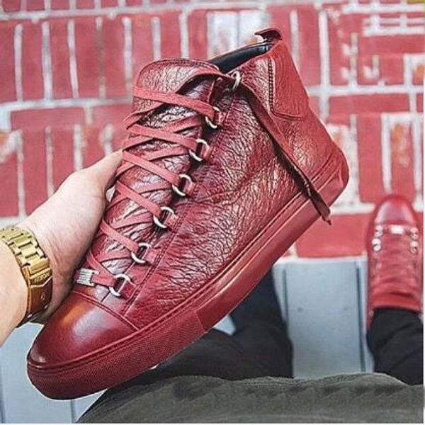 

2018 leather sale men genuine classic sneakers brand flats arena male high size fashion luxury casual lace up shoes shoes 38-46 elbw, Black