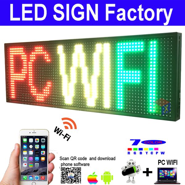 

Led ign 39 quot x8 quot outdoor programmable rgb color di play open me age ign board