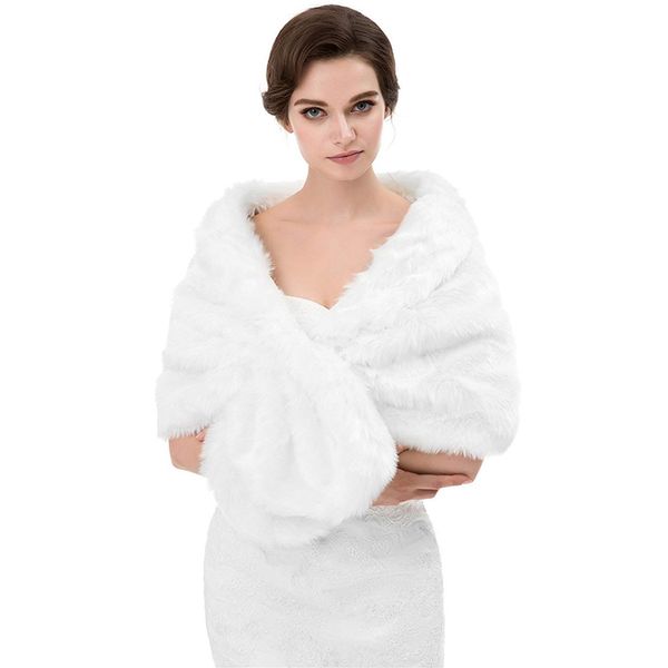 

winter autumn wedding bridal wraps bolero faux fur for wedding evening party prom jacket coat winter white fur shawl wedding cpa1614