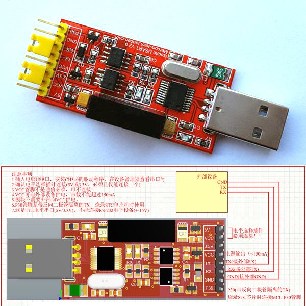 Freeshipping 1500 V 2 Mbps da USB a TTL CH340 STC RS232 modulo di isolamento seriale ad alta velocità 5 V / 3,3 V