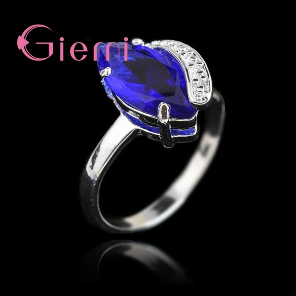 

giemi fancinating beautiful birthday gift set exquisite rhinestone crystal 925 sterling silver ring for women jewelry, Golden;silver
