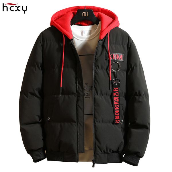 

hcxy 2018 men's winter cotton jackets coat men parkas male hooded jacket men's fashion casual coat large sizem-4xl, Black