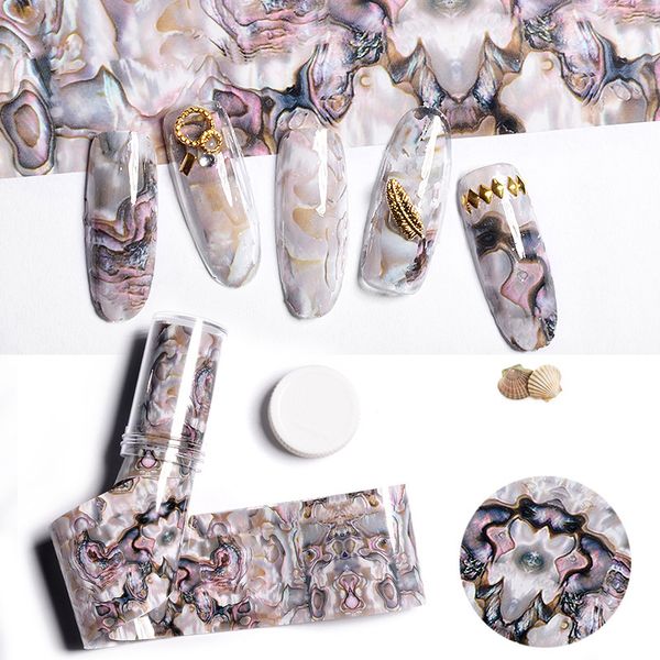 

mtssii 1pcs shell starry sky nail foils marble pattern holo nail art transfer stickers decals manicure art diy decorations, Black