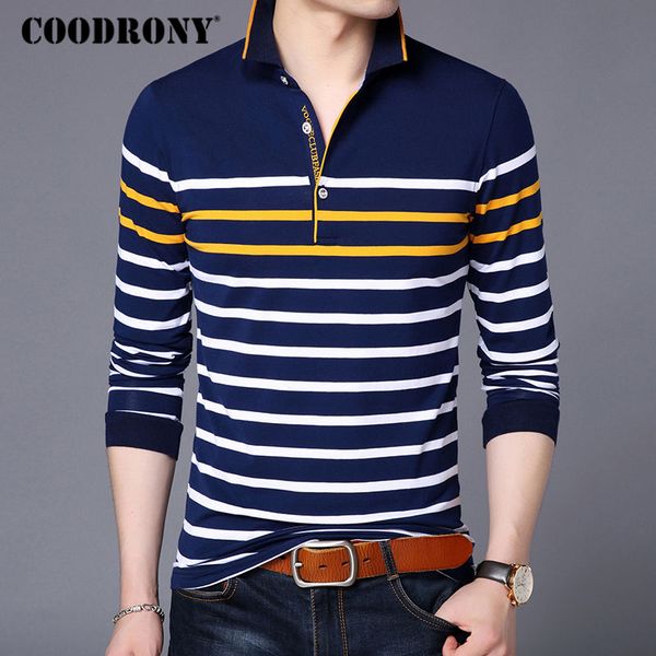 

coodrony t shirt men casual striped long sleeve men clothes 2018 autumn soft cotton t-shirt tee homme 8608, White;black