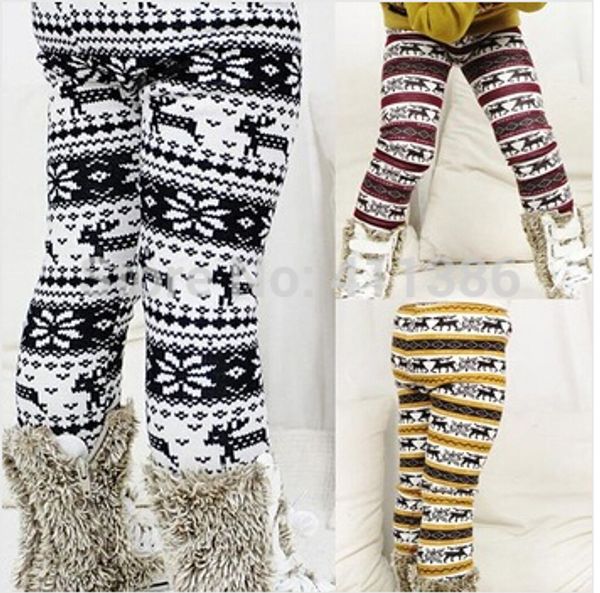 

new arrival girls thick pants childrens winter warm leggings kids elastic waist deer bootcut, Blue