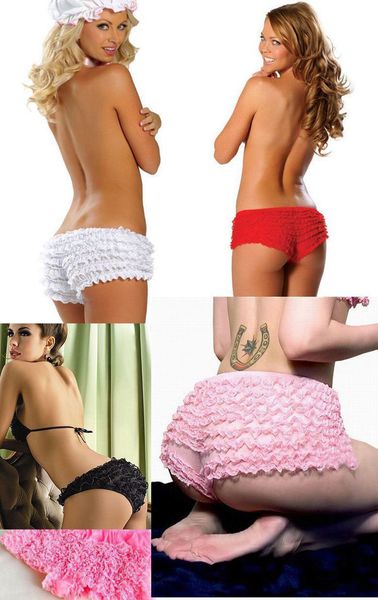 5 Cores Mulheres Lace Ruffles Calcinha Em Camadas de Alta Elastic Briefs Sexy Malha Sheer Underwear Lovely Ladies Bowknot Bloomers