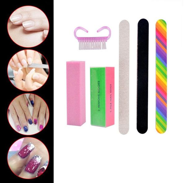 

6pcs/set nail files brush durable buffing grit sand fing nail art tool accessories sanding file uv gel polish tools gift