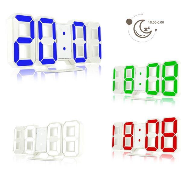 

3d number led digital alarm clocks electronic desk clock 24 / 12 hours display dimmable nightlight snooze function for home