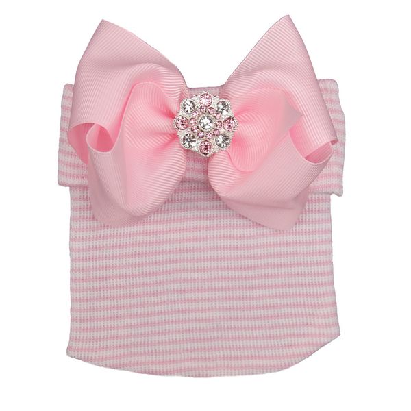 

baby shiny european bow children's big diamond striped girl fashion hat knitted pink and american newborn cap baby rxers, White;black