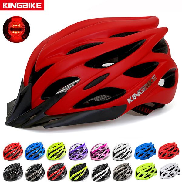 

kingbike ultralight red bicycle helmet aero capacete road mtb mountain bike cycling helmet with back light ciclismo helmes