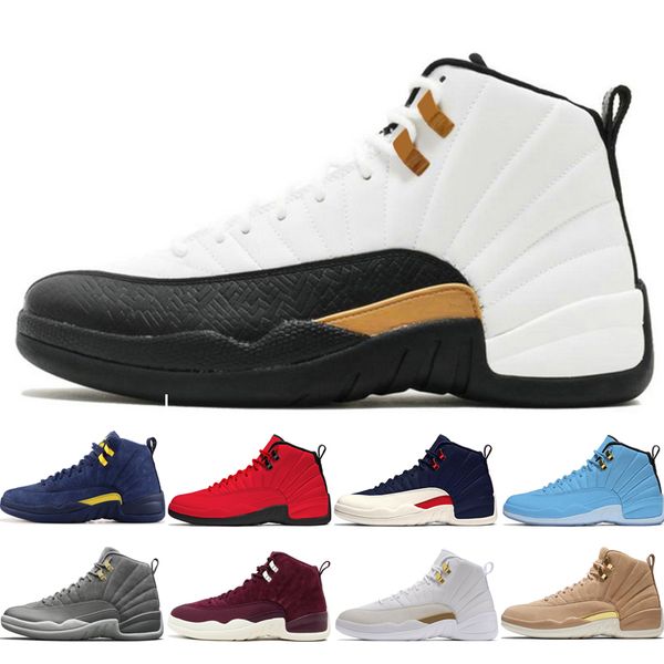 

12 12s men basketball shoes michigan bulls college navy unc nyc vachetta tan wheat dark grey bordeaux wings milan black mens sports sneakers