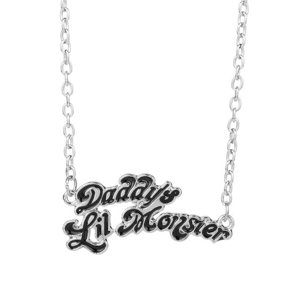 

suicide squads jewelry quinn necklaces daddy's lil monster pendant necklace logo cosplay birthday gift for daddy, Silver