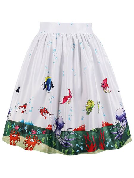 

kenancy high rise 3d sea scenery print skirt, Black