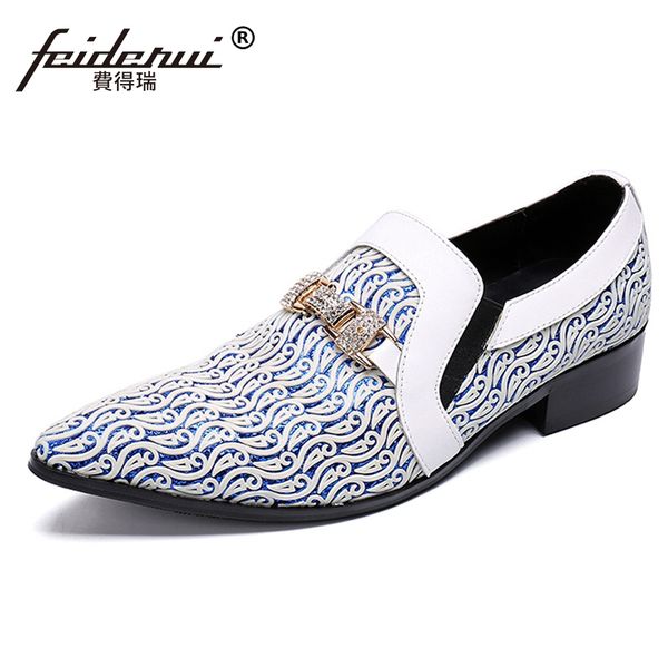 

new luxury metal tipped pointed toe slip on loafers man formal dress footwear genuine leather men's wedding party shoes sl485, Black