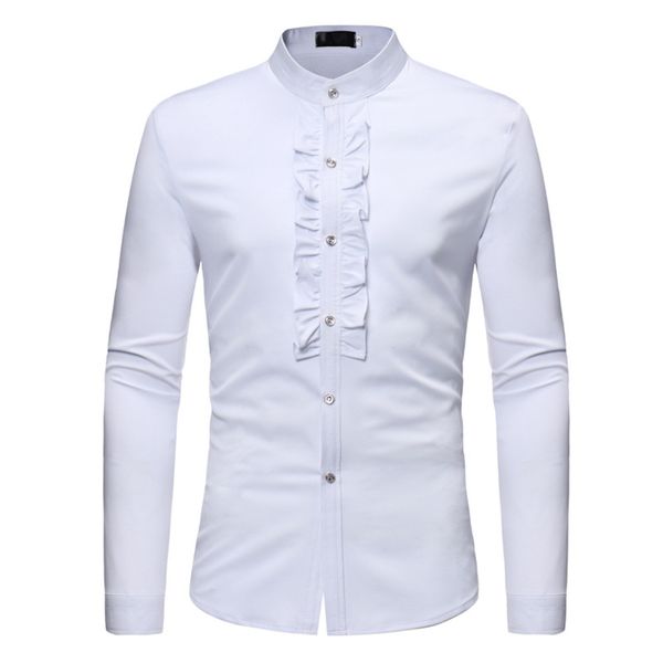 

england casual shirt men wedding style blouse harajuku clothing novelty flowers decor elegant shirts male night club blusa, White;black