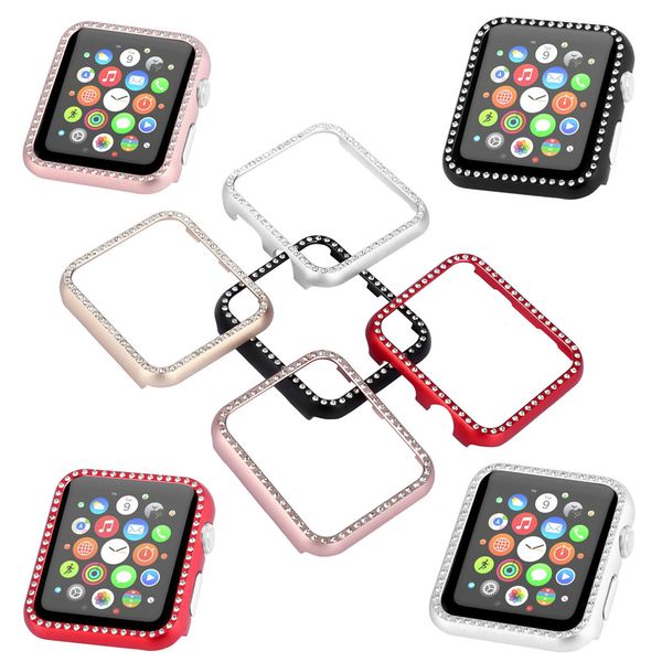 

5 Colors Luxury Bling Crystal Metal Cover for Apple Watch Case Diamond Watch Cover for iWatch Series 3 2 1 Case 42mm 38mm Band