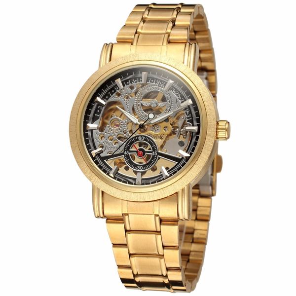 

luxury brand hollowed men's watch automatic mechanical watches daily water resistance wristwatches sale, Slivery;brown