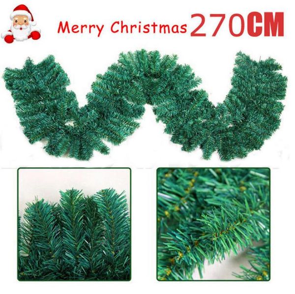 2 7m 9ft Artificial Green Wreaths Christmas Garland Fireplace