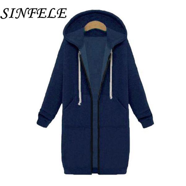 

sinfeel 5xl women causal long coat autumn winter sweatshirt female zipper thick hooded outwear jacket casaco feminino plus size, Black;brown