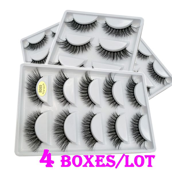 

G806-custom eyelashes box super 3D Lashes 3D silk Eyelashes natural thick Lash False mink Eyelash 4 Boxes