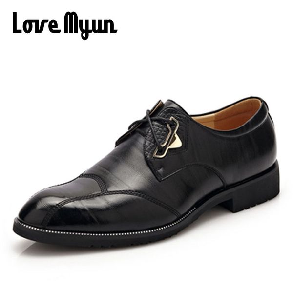 

2018 brand new mens business dress shoes wedding shoes fashion pointed toe men lace up genuine leather soft leather wa-11, Black