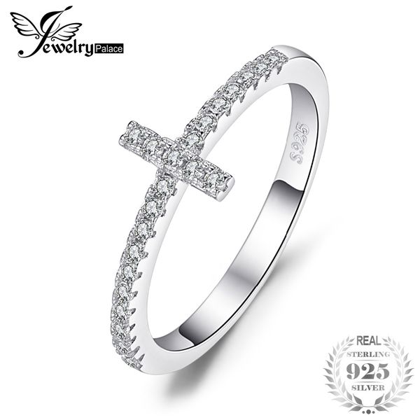 

jewelrypalace христианство крест цирконий кольцо подлинная стерлингового серебра 925 кольца для женщин обещание юбилей ювелирные изделия нов, Golden;silver