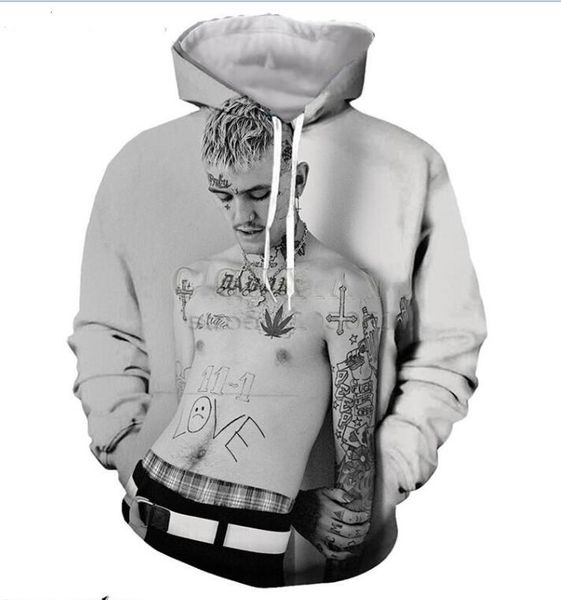 

2018 new fashion couples men women hd rapper lil peep funny 3d print hoodies sweater sweatshirt jacket pullover l0m064, Black