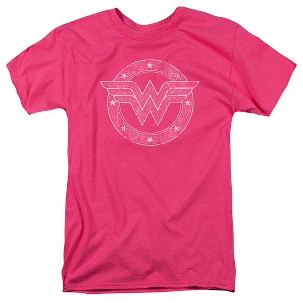 Wonder Woman Logo Mujer Rojo De Algodón Manga Corta Ajustada Camiseta-DC con licencia