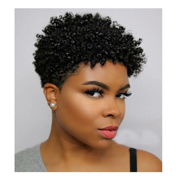 

fashion hot selling brazilian Hair African Ameri short kinky curly wigs Simulation Human Hair curly wig in stocks