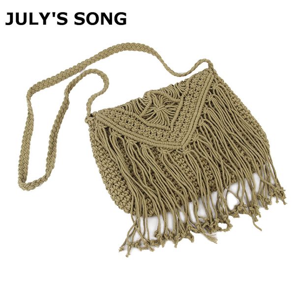 

new fashion bohemian tassel beach bag women het fringed crossbody bag ultralight shoulder hollow out bolsos feminina