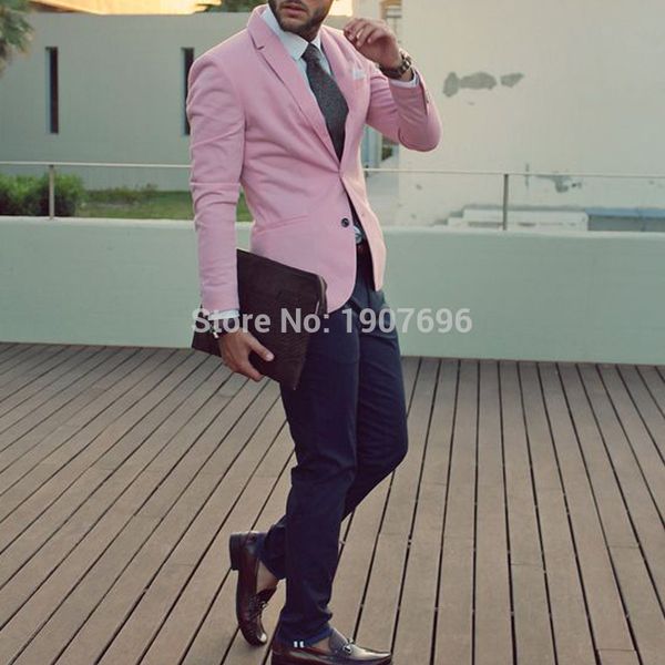 

slim fit wedding men suits for grooms two piece pink jacket pants notched lapel tailor made blazer latest style, White;black