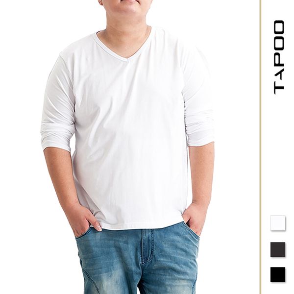 

men's spring and autumn new solid color base long sleeve t shirt large size 2xl-8xl breathable leisure black gray white t shirt, White;black
