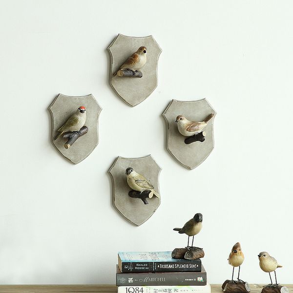 

4pcs/set american decorative hook cute bird creative resin animal model bathroom hook bird wall hanging