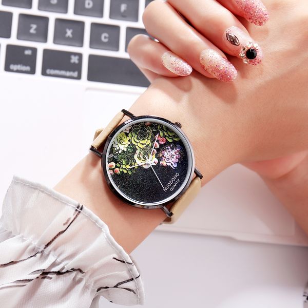 

nuodong feminino movt case black women pc21 japan water resistant life design relogio floral watch ljquo, Slivery;brown