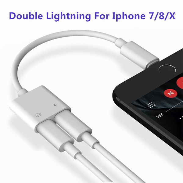 

2 in 1 lightnin adapter for iphone 7 audio charging adapter for iphone 8 7 plu 10 x charger plitter headphone adapter for io 10 3 11