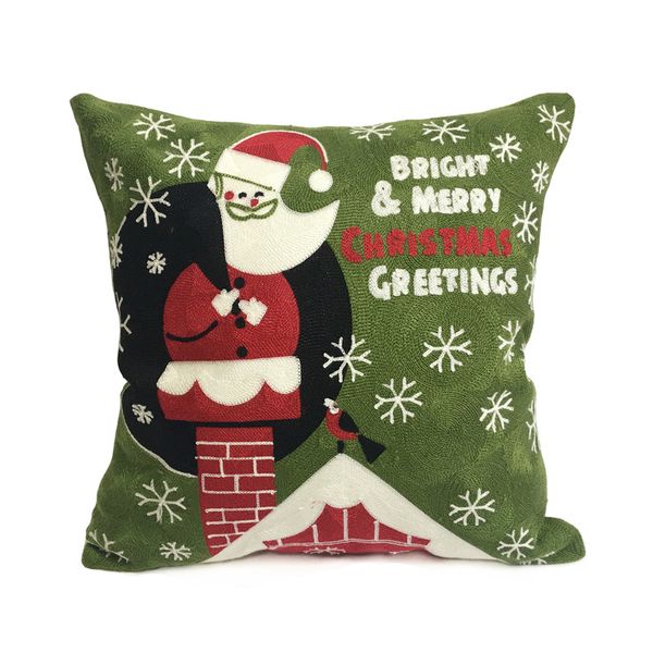 

christmas embroidery santa claus holiday pillow cover sofa cushion cover canvas decorative pillow case 45 x 45cm sell by piece
