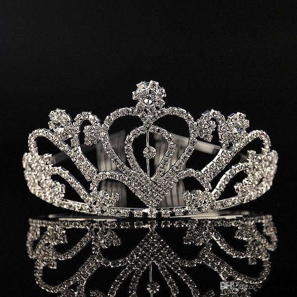 Cheap Silver Crystals Wedding Tiaras Beaded Bridal Crowns