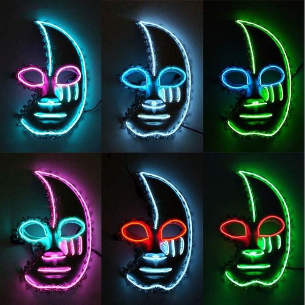 

halloween mask el light up funny mask half face crescent halloween funny dance for festival cosplay halloween 6 colors