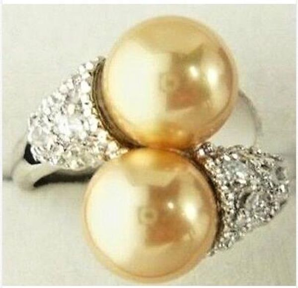 

noblest 8mm golden south shell sea pearl round bead ring 7 8 9, Silver