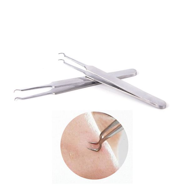 

1pcs blackhead tweezers eyelash extension nipper anti acid steel needle tweezers removal acne face care curved nail tool