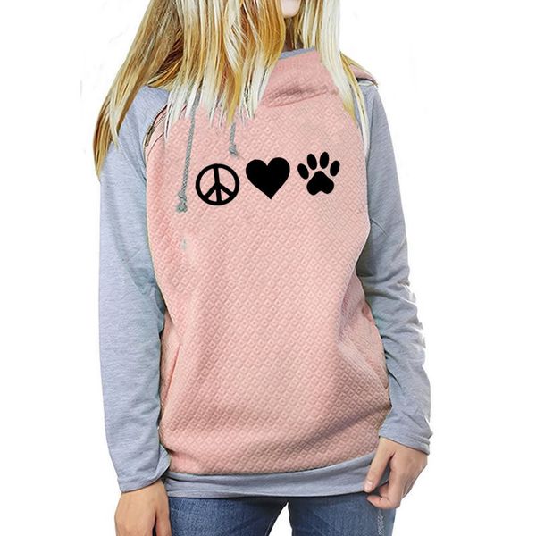 

2018 new fashion heart dog cat paw cute cartoon hoodies women kawaii sweatshirts harajuku hooday female pullovers plus size, Black