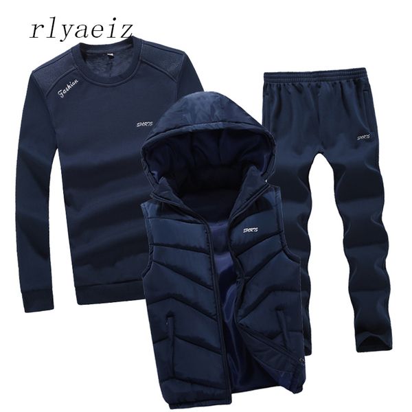 

rlyaeiz plus size 4xl autumn sportswear men casual sporting suits hoodies + pants +vests 3 piece set male tracksuit, Gray