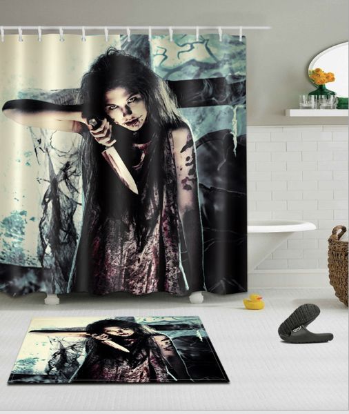 

cross girl pattern 3d print custom waterproof bathroom modern shower curtain polyester fabric bathroom curtain door mat sets