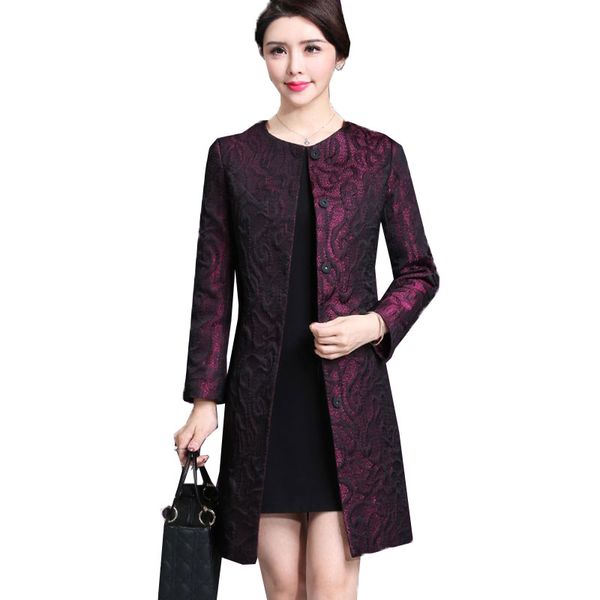 

large size spring women windbreaker coat cardigan 2018 autumn long printing overcoat female trench coat women fashion slim lj630, Tan;black
