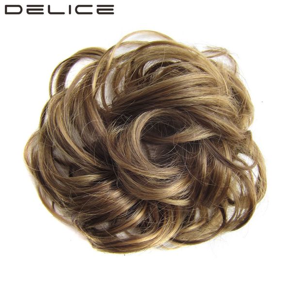 Delice Girls Curly Scrunchie Chignon With Rubber Band Brown Blonde