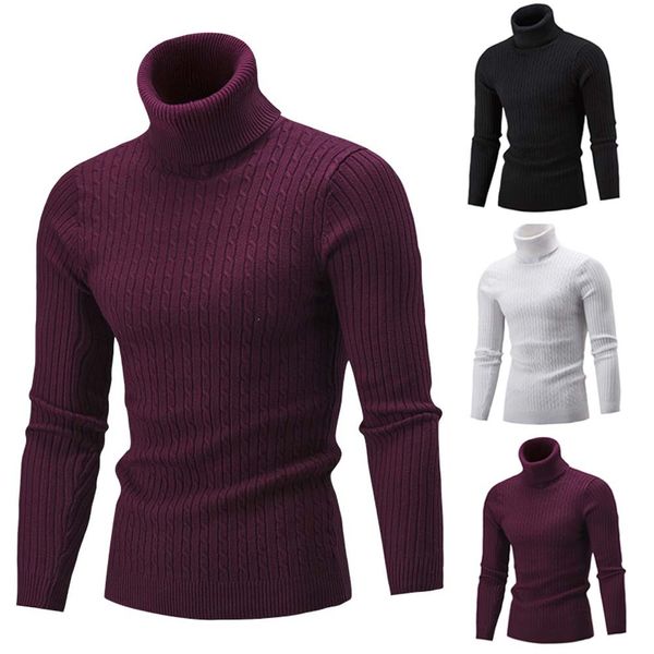 

new fashion mens sweater winter coat unique style lim warm knit high neck pullover jumper sweater turtleneck men for men, White;black